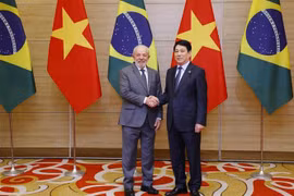 越南国家主席梁强与巴西总统路易斯·伊纳西奥·卢拉·达席尔瓦。图自越通社