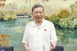 越共中央总书苏林出席会议并发表讲话。图自越通社