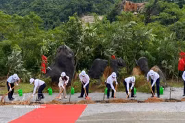 高平省人民委员会与DACE公司在东溪乡联合举行有机香料加工、保鲜及出口工厂动工仪式。图自越通社