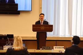 梅潘勇大使在会上发言。图自越通社