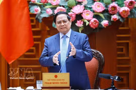 范明政在会上发表讲话。图自越通社