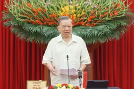 苏林总书记在会议上发表讲话。图自越通社