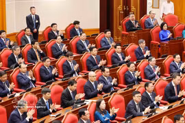 出席越南共产党第十四届中央委员会第四次全体会议的代表。图自越通社