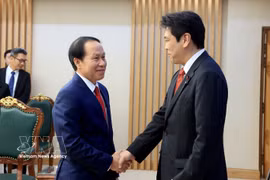 越南政府副总理黎进珠会见日本文部科学大臣松本洋平。图自越通社