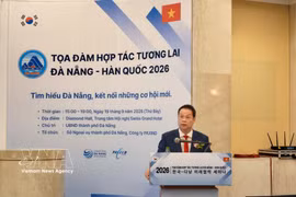 岘港市人民委员会主席阮孟雄发言。图自越通社