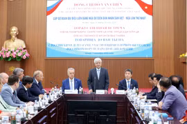 杜文站在会上发表讲话。图自越通社