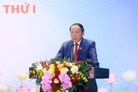 越共十四大政治报告和决议的意见建议，政府党委宣教与民运部部长、文化体育旅游部党委书记、部长阮文雄。图自越通社