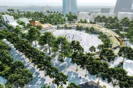 还剑湖及周边区域空间景观改造整治与空间重建项目完工后的效果图。（河内建设局）