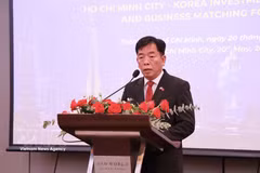 越南驻韩国大使武湖发言。图自越通社