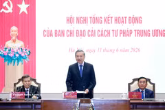 苏林总书记、国家主席发表讲话。图自越通社