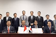 合作谅解备忘录签署仪式现场。图自越通社
