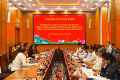 工作会谈现场。图自越通社