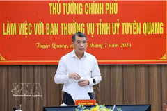 政府总理黎明兴发表讲话。图自越通社