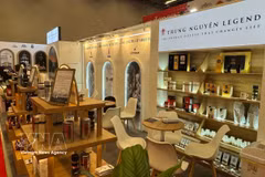 在加拿大国际食品展设置的越南中原咖啡展位。图自越通社
