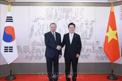 苏林总书记与李在明总统合影。图自越通社