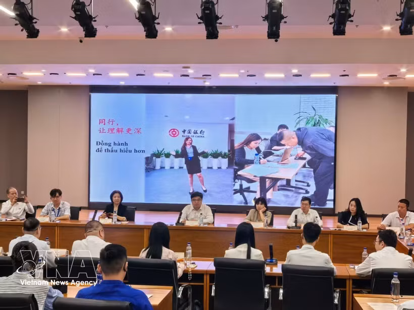 座谈会上，中越两国12名青年代表结合学习体会与岗位实践作了交流发言。图自越通社