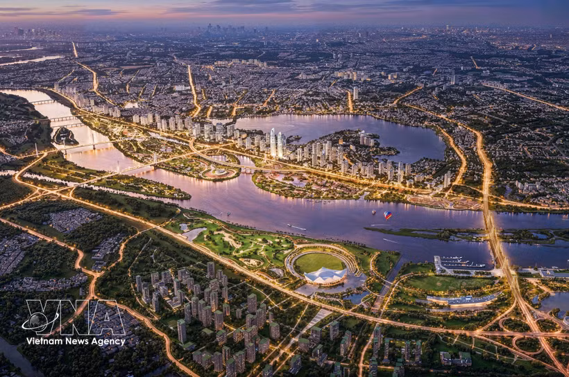 红河景观大道轴线效果图。图自越通社