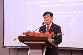 越南驻韩国大使武湖发言。图自越通社