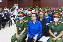 张美兰同27名被告人出庭受审。图自越通社