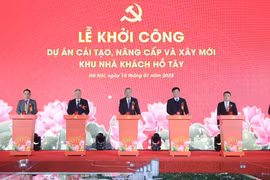 越共中央总书记苏林出席西湖迎宾馆改造、升级和新建项目动工兴建仪式。图自越通社