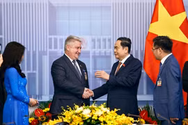 陈青敏会见白俄罗斯国民议会下院副议长。图自越通社