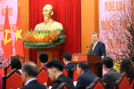苏林总书记在活动上发言。图自越通社