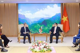 越南政府总理范明政会见伯格鲁恩控股公司主席、贝格鲁恩研究所主席尼古拉斯•贝格鲁恩。图自越通社