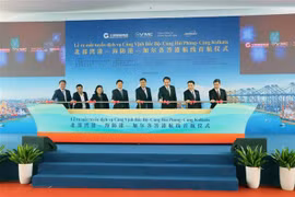 北部湾港-海防-加尔各答航线开通仪式。图自越通社