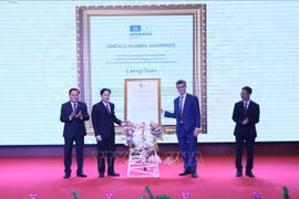 谅山联合国教科文组织世界地质公园证书授证仪式现场。图自越通社