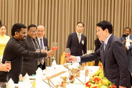 越南国家主席梁强为斯里兰卡总统举行欢迎宴会。图自越通社