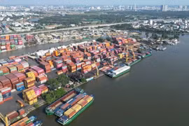 胡志明市平征坊长寿港的货物装卸现场。图自越南人民报