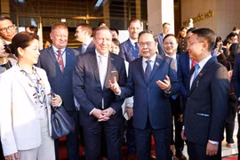越南国会主席陈青敏会见欧盟—东盟商务理事会企业代表团。图自越通社
