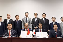 合作谅解备忘录签署仪式现场。图自越通社