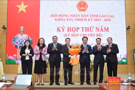老街省第十六届人民议会第五次专题会议现场。图自越通社