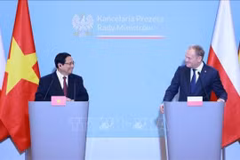 会谈后，两位总理共同会见了媒体。图自越通社