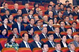越共中央总书记、国家主席苏林出席中越友好专场文艺演出。图自越通社
