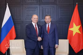 越共中央总书记、国家主席苏林会见俄共主席久加诺夫