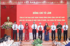 苏林向越南祖国阵线颁发政治局于2025年6月10日签发的第304-QĐ/TW号决定。