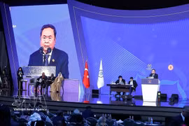 陈青敏主席在各国议会联盟第152届大会一般性辩论会上发言。图自越通社