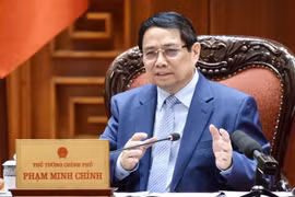 越南政府总理范明政发言。图自越通社