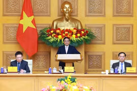 越南政府总理范明政在会议上发表讲话。图自越通社