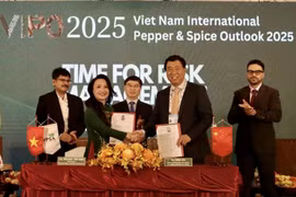 越南胡椒与香料树协会与中国香料香精化妆品工业协会签署合作协议。图自越通社