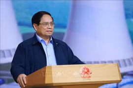越南政府总理范明政发言。图自越通社