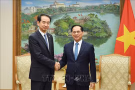 越南政府副总理裴青山会见中国驻越南大使何炜。图自越通社