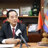 柬埔寨高棉—越南协会主席沈吉接受越通社记者采访。图自越通社