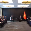 越共中央总书记、国家主席苏林会见俄罗斯扎鲁别日石油公司总经理谢尔盖·库德里亚绍夫。图自越通社