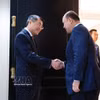 越南政府总理黎明兴会见柬埔寨副首相、青年联合会主席洪玛尼。图自越通社