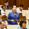 嘉莱省国会代表在会上发表讲话。图自越通社