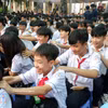 越南西宁省阮忠直初级中学1800多名学生参加生活技能教育课程活动。图片来源：越通社