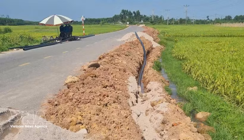东城村洁净水系统扩建工程已进入收尾阶段。图自越通社